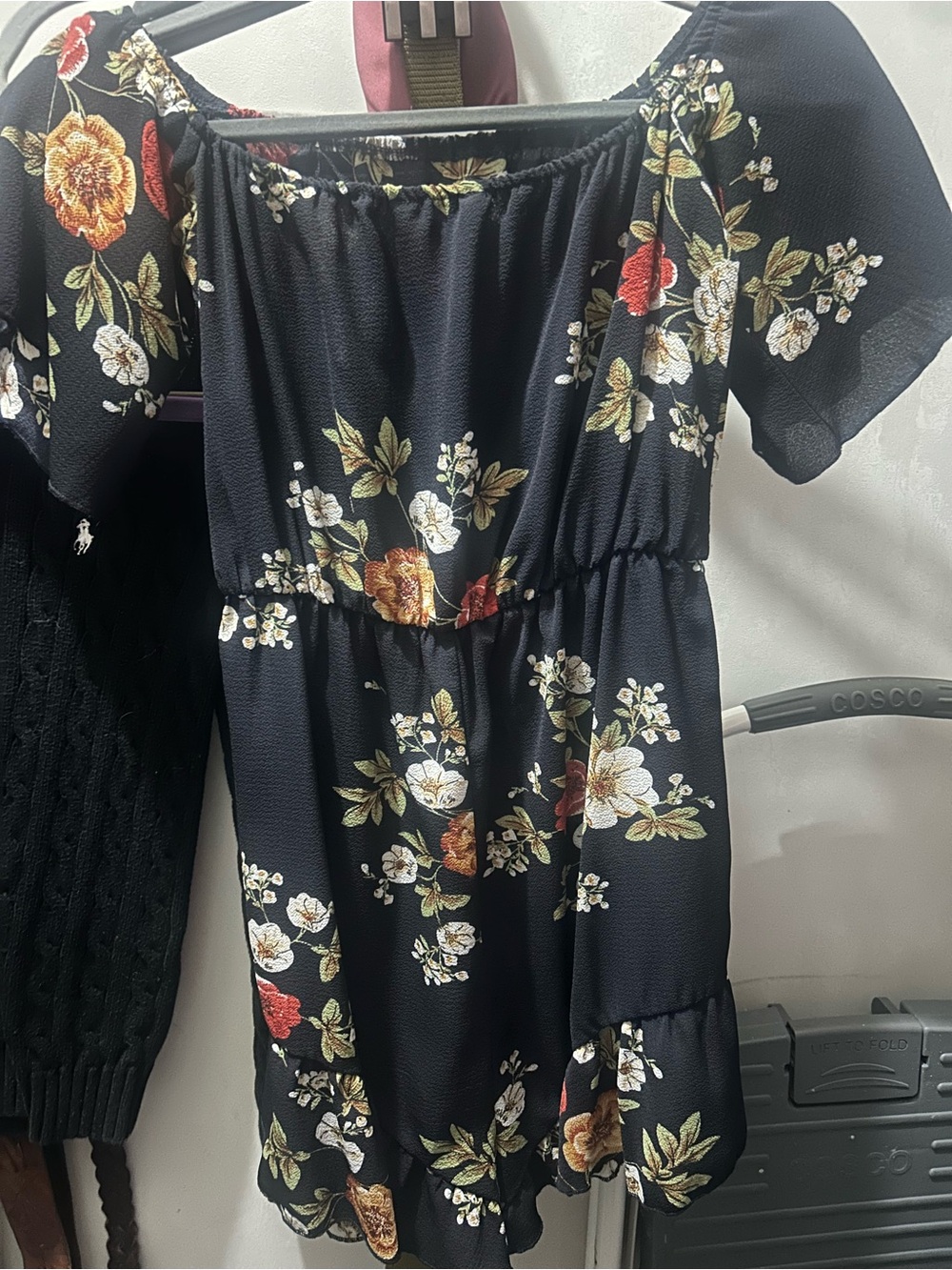 Women’s Navy Floral Off-Shoulder Romper